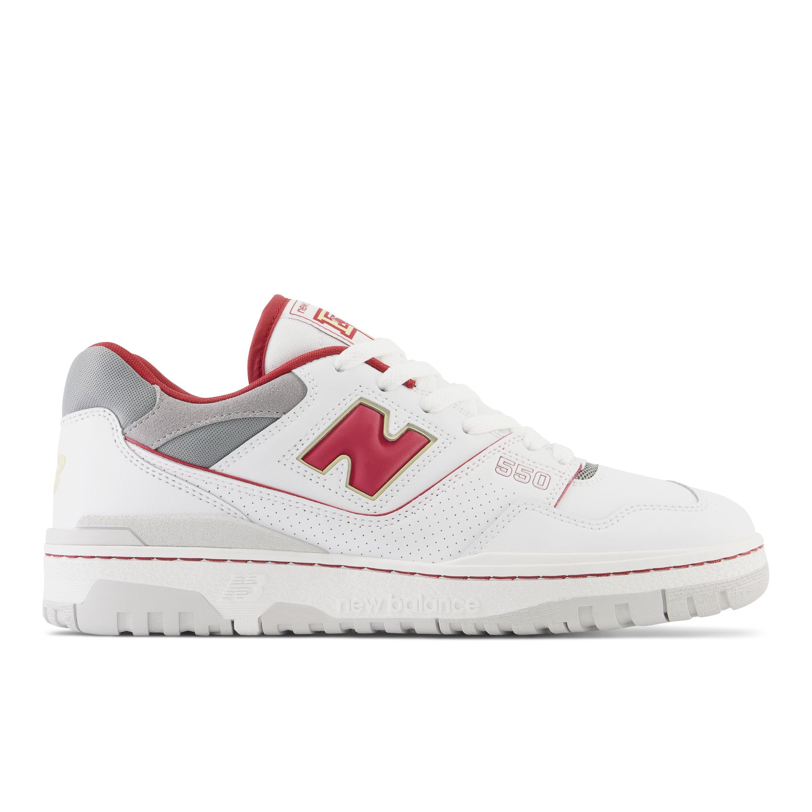 New Balance Men's BB550 in White Shadow Grey Cardinal Vegas Gold Men's Footwear