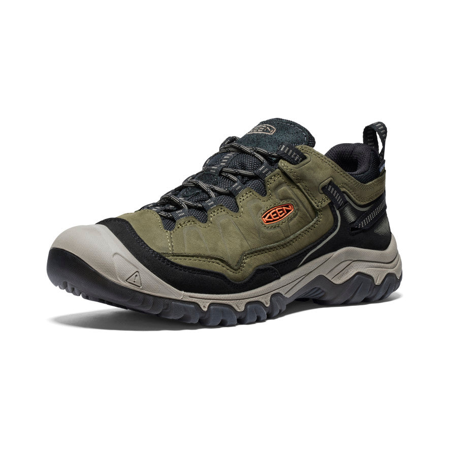 Keen Men's Targhee IV Waterproof HIking Shoe in Dark Olive Gold Flame Men's Footwear