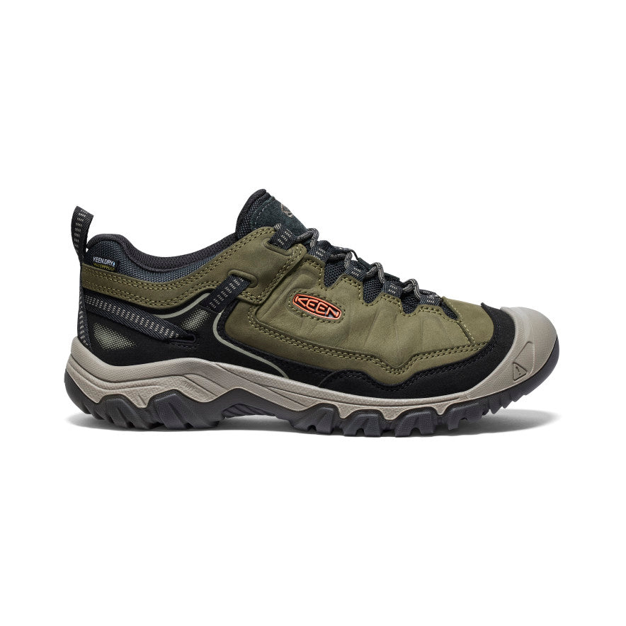 Keen Men's Targhee IV Waterproof HIking Shoe in Dark Olive Gold Flame Men's Footwear