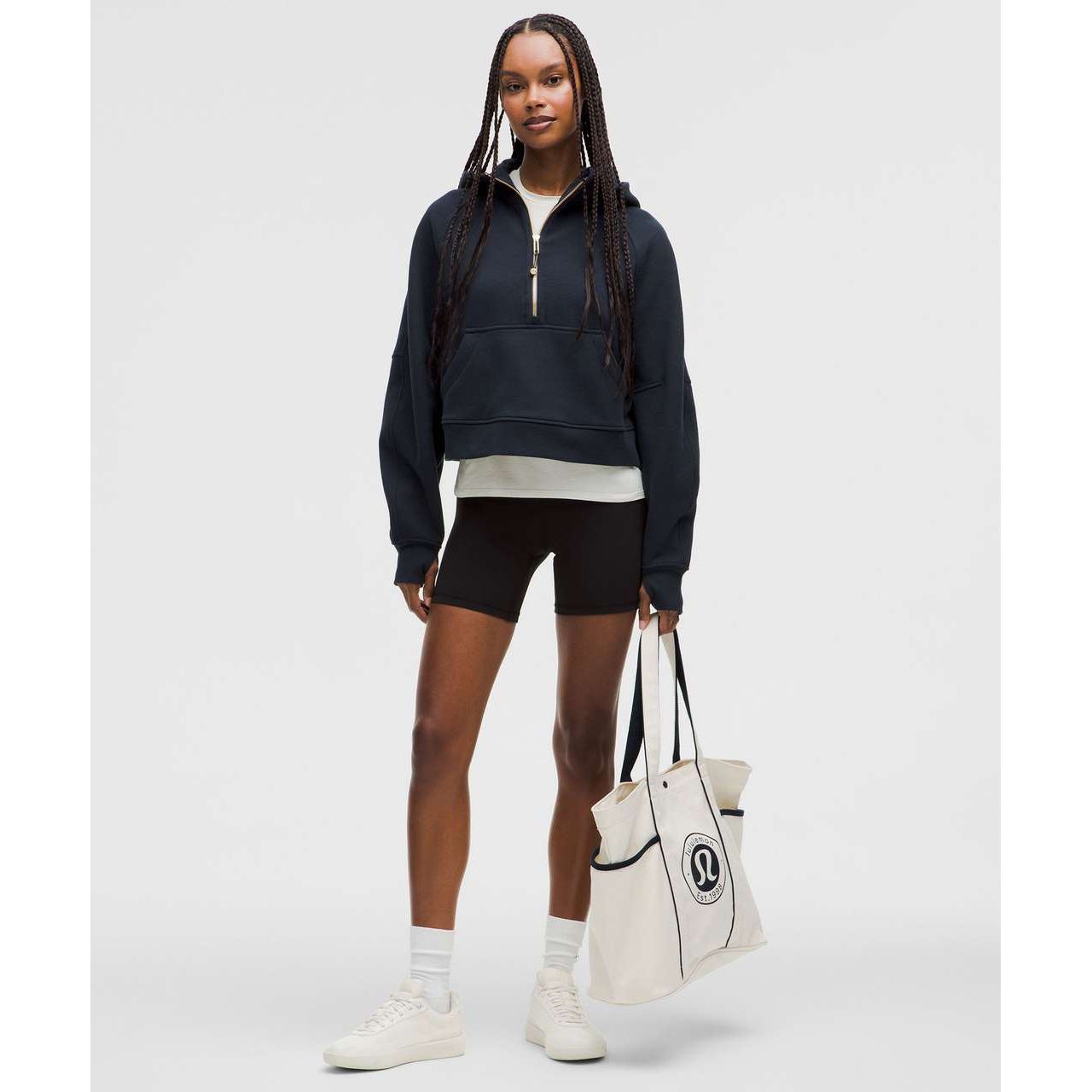 Lululemon Women's Scuba Oversized Half-Zip Hoodie in True Navy/Gold