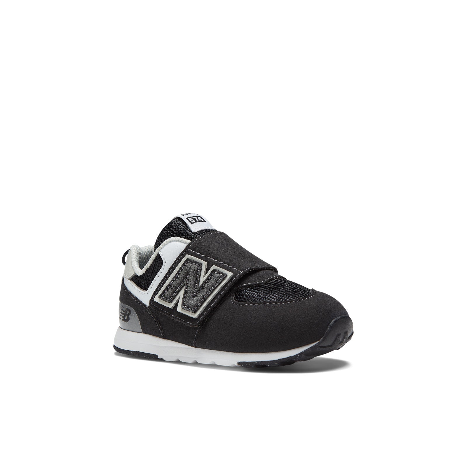 New Balance Toddler 574 B Hook & Loop in Black with Silver Metallic Kid's Footwear