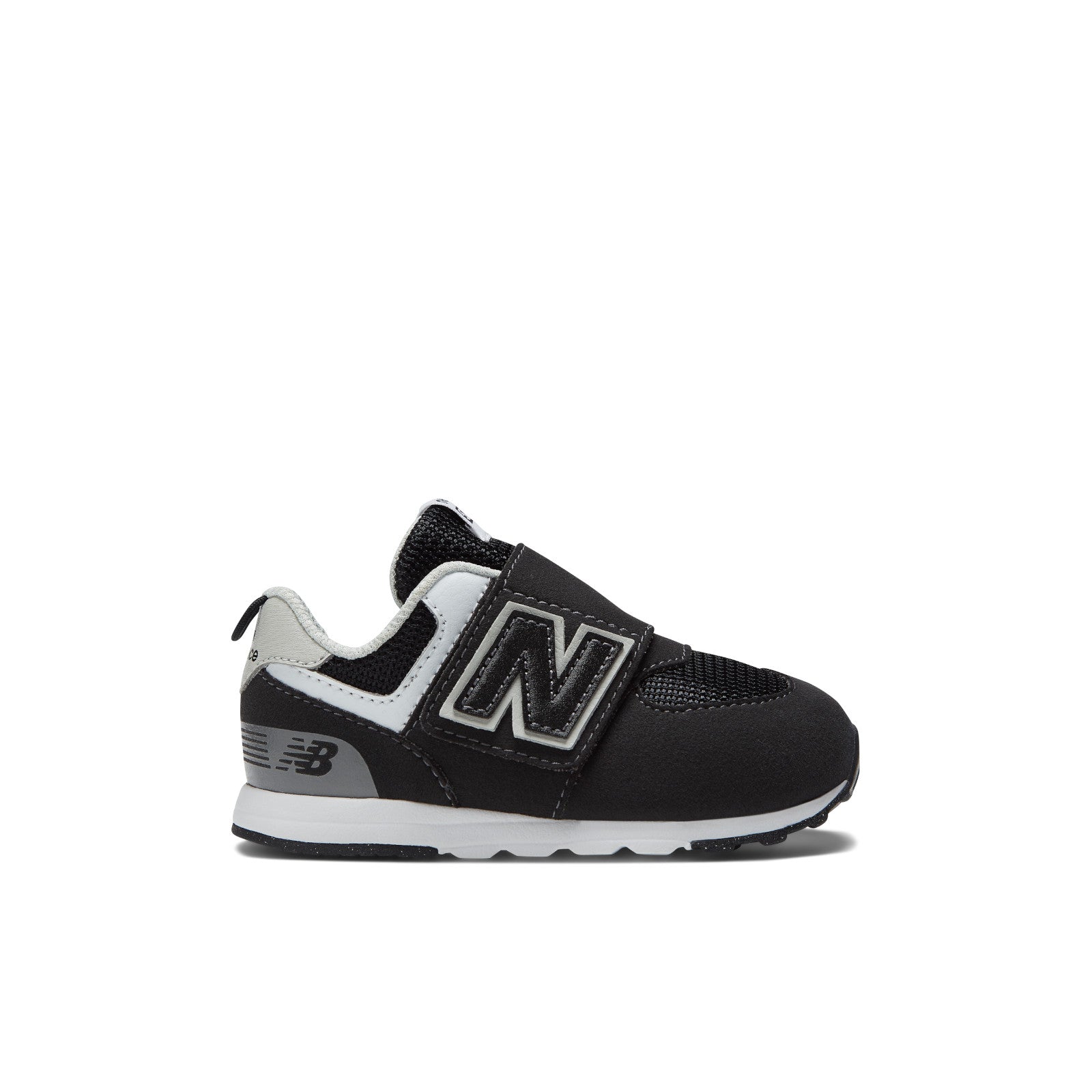 New Balance Toddler 574 B Hook & Loop in Black with Silver Metallic Kid's Footwear