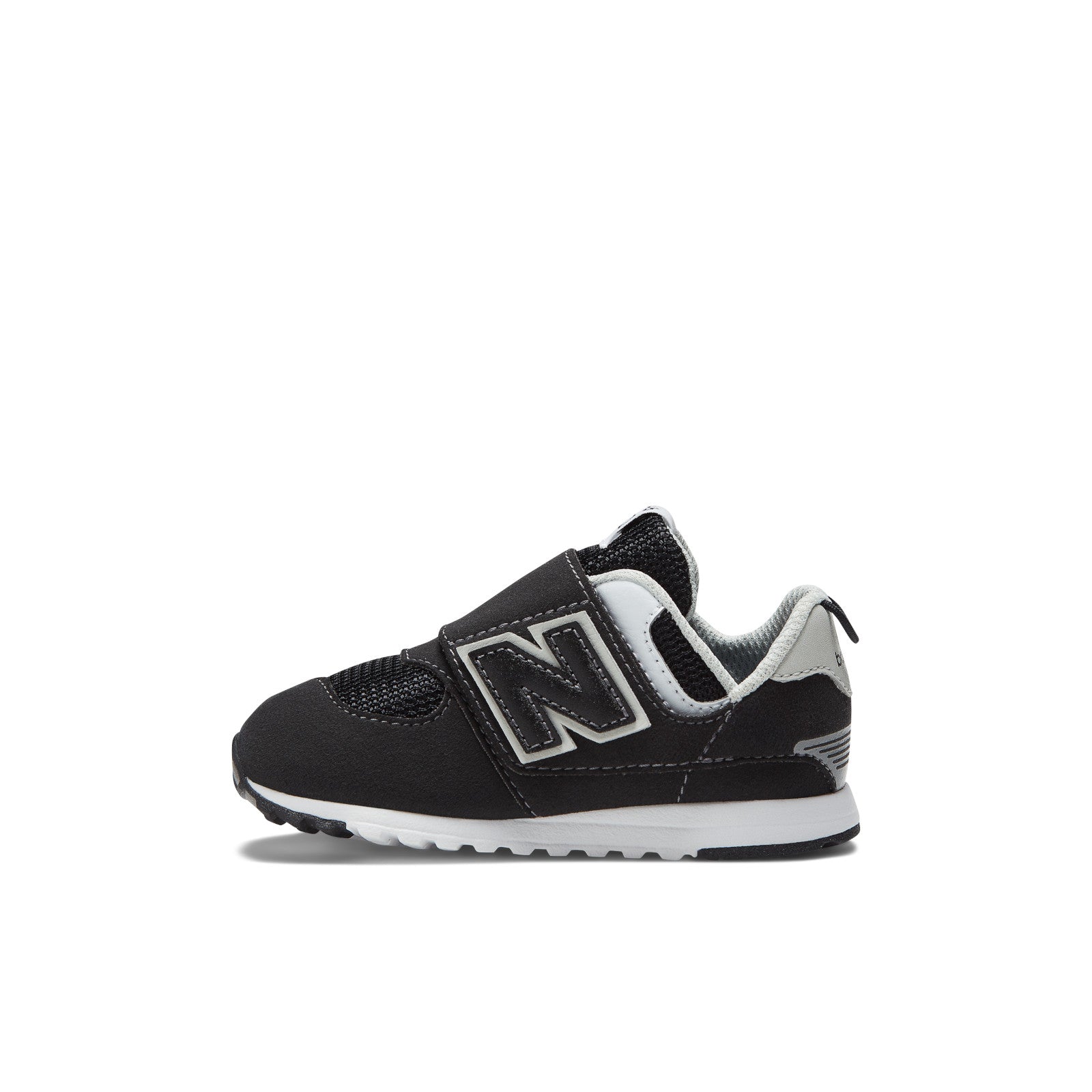New Balance Toddler 574 B Hook & Loop in Black with Silver Metallic Kid's Footwear