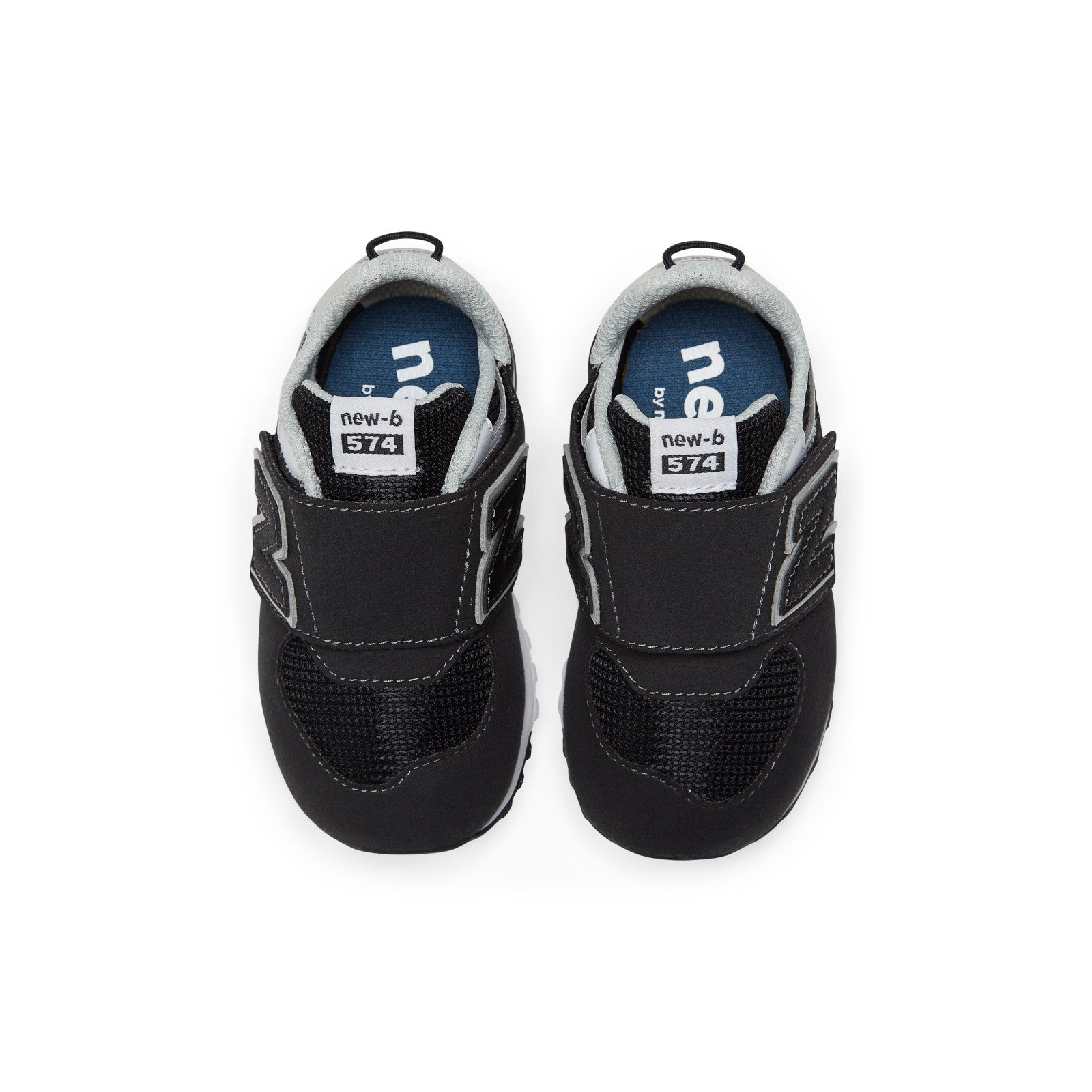 New Balance Toddler 574 B Hook & Loop in Black with Silver Metallic Kid's Footwear