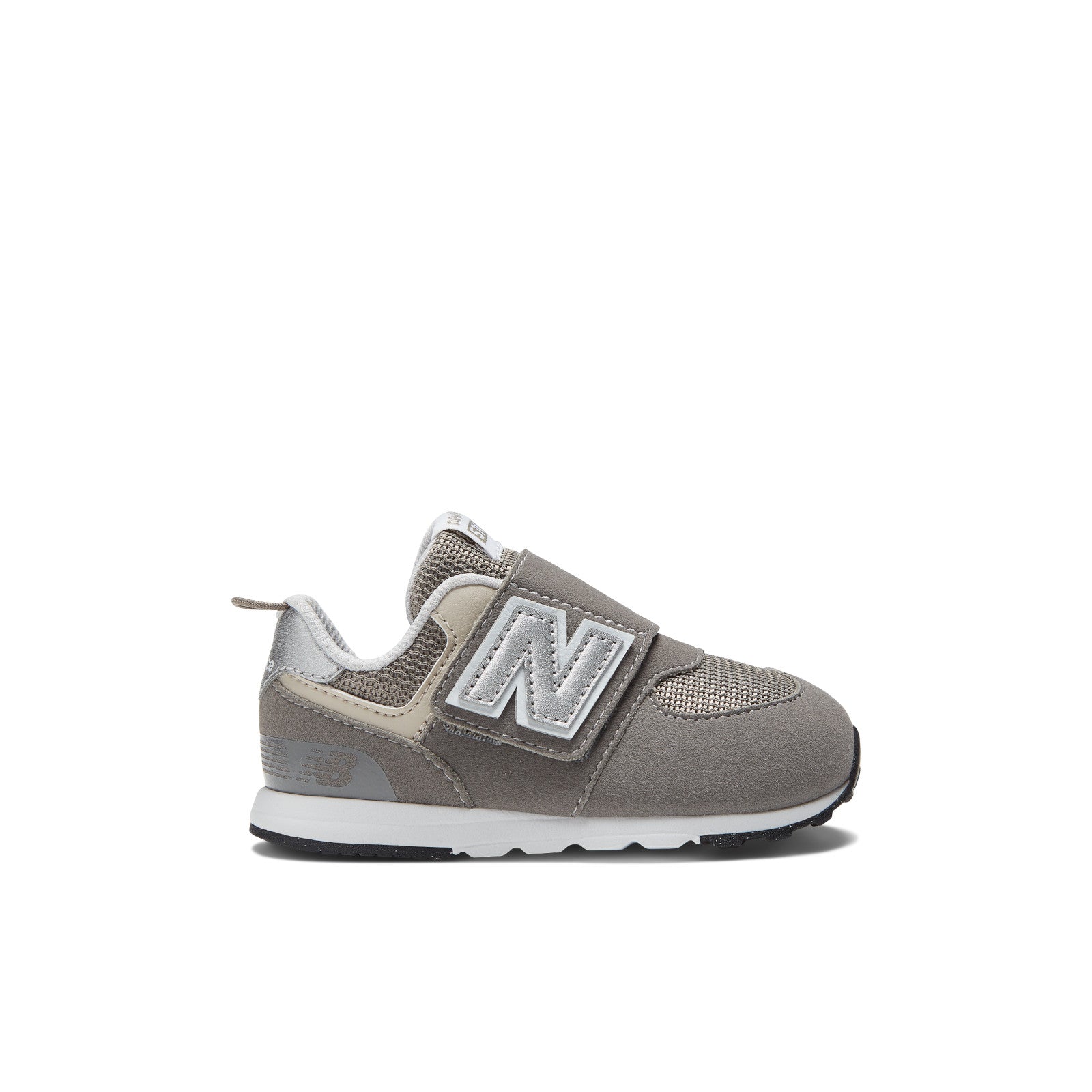 New Balance Kids' 574 NEW-B Hook & Loop in Rain Cloud with Silver Metallic Kid's Footwear
