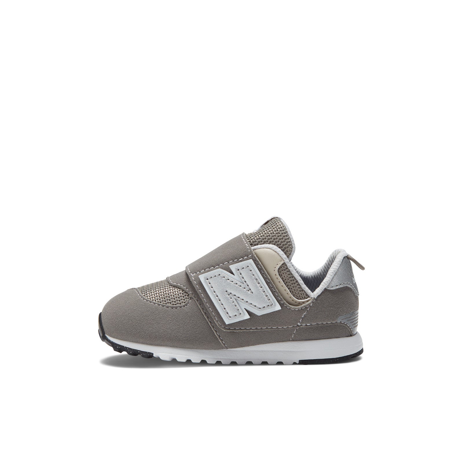 New Balance Kids' 574 NEW-B Hook & Loop in Rain Cloud with Silver Metallic Kid's Footwear