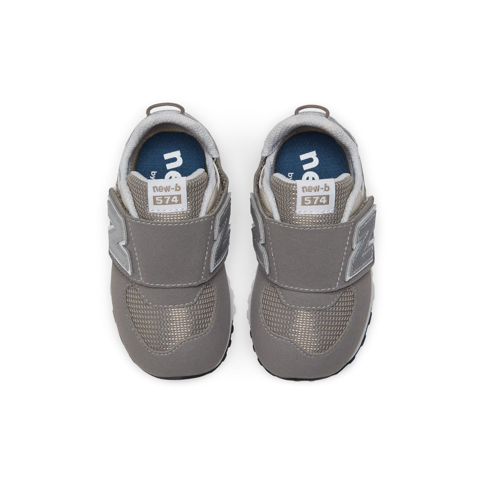 New Balance Kids' 574 NEW-B Hook & Loop in Rain Cloud with Silver Metallic Kid's Footwear