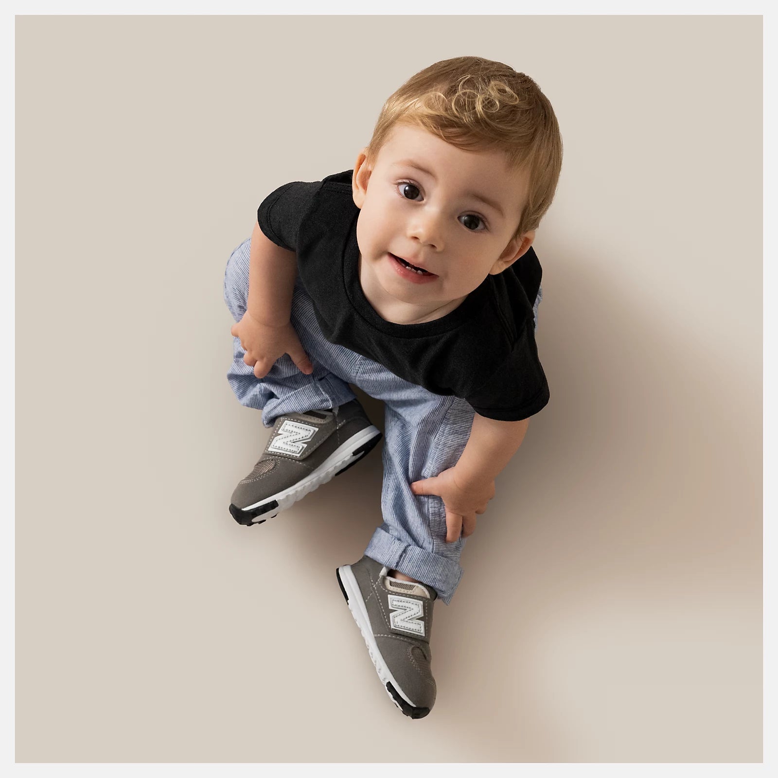 New Balance Kids' 574 NEW-B Hook & Loop in Rain Cloud with Silver Metallic Kid's Footwear