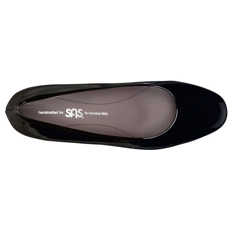 SAS Women's Elaine Kitten Heel in Black Patent