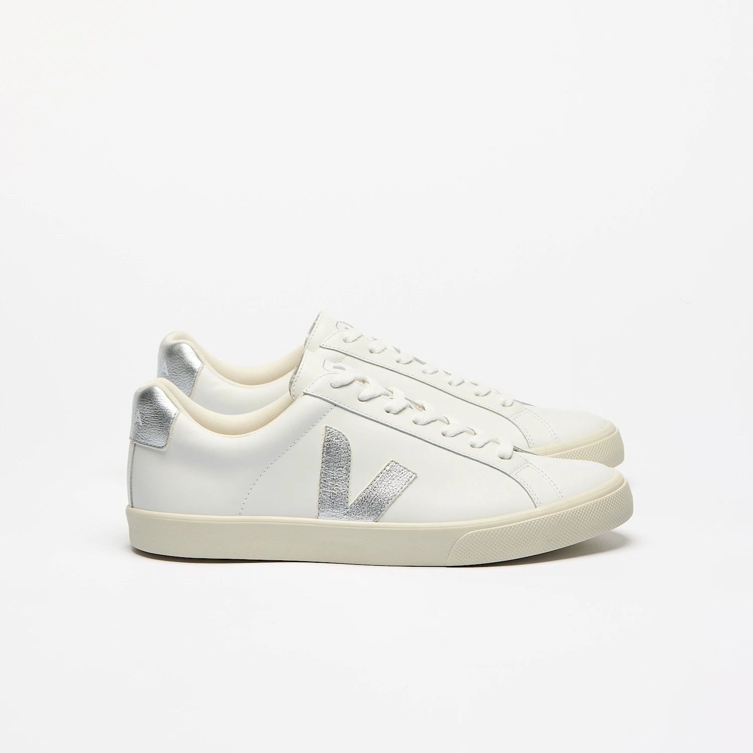 Veja Women's Esplar Leather in White Silver-Footprint USA