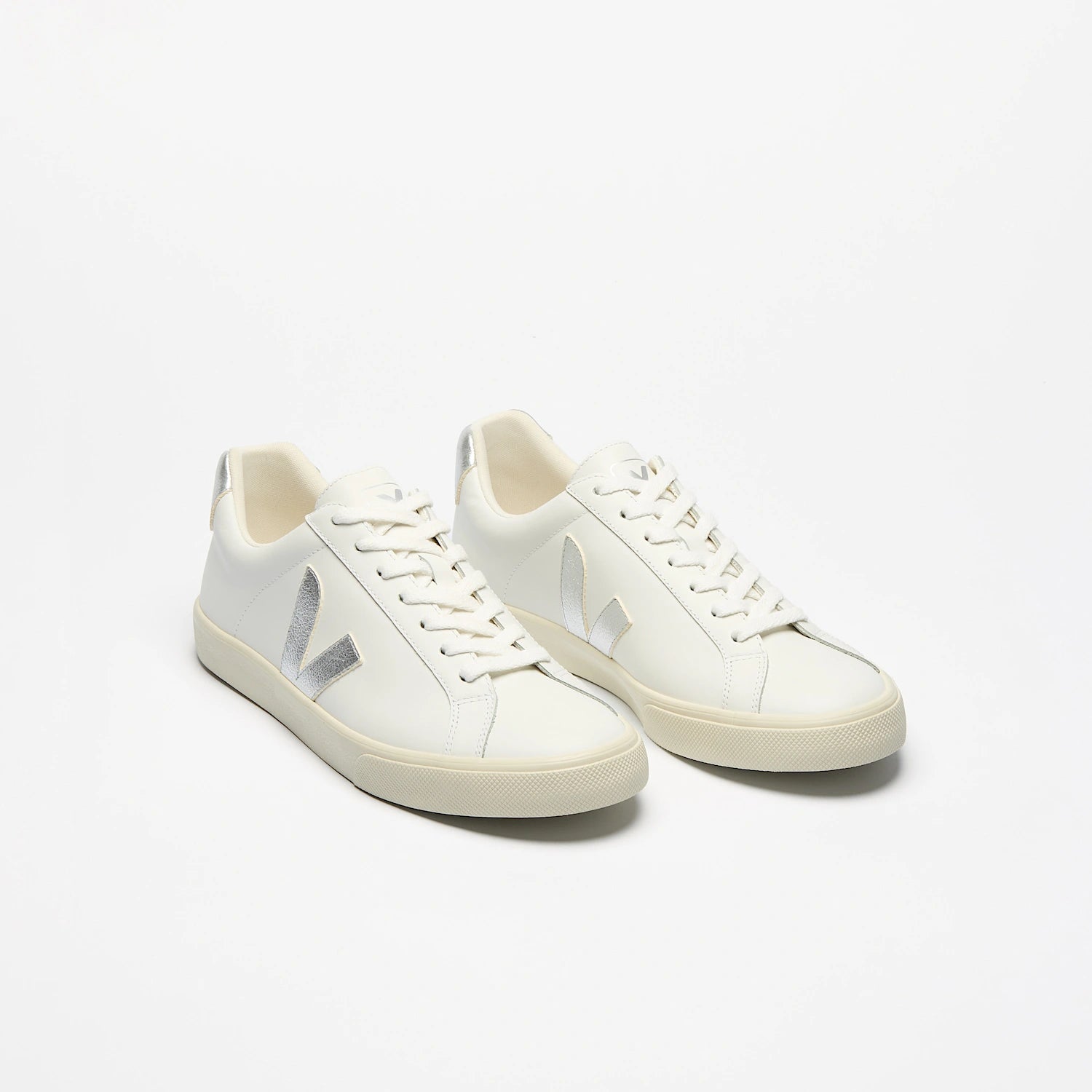 Veja Women's Esplar Leather in White Silver-Footprint USA