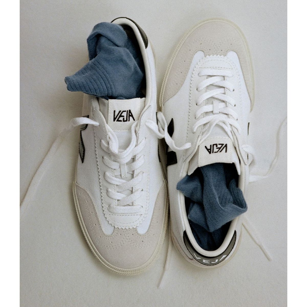 Veja Men's Volley Canvas Sneaker in White Black Men's Footwear