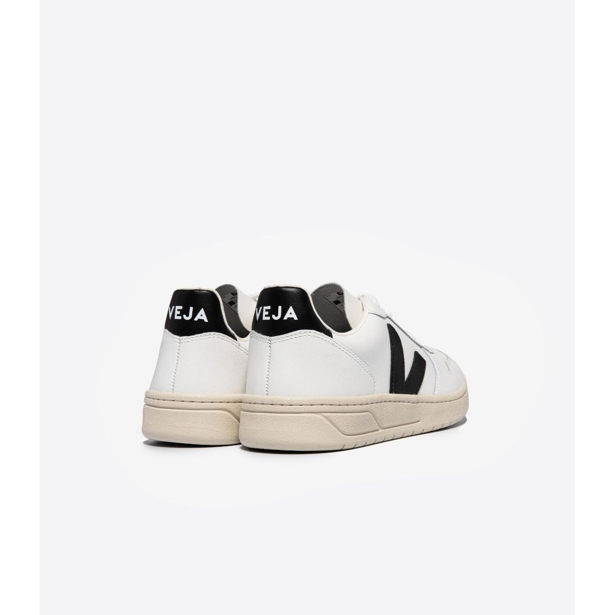 Veja Men's V-10 Leather Sneaker in White Black Men's Footwear