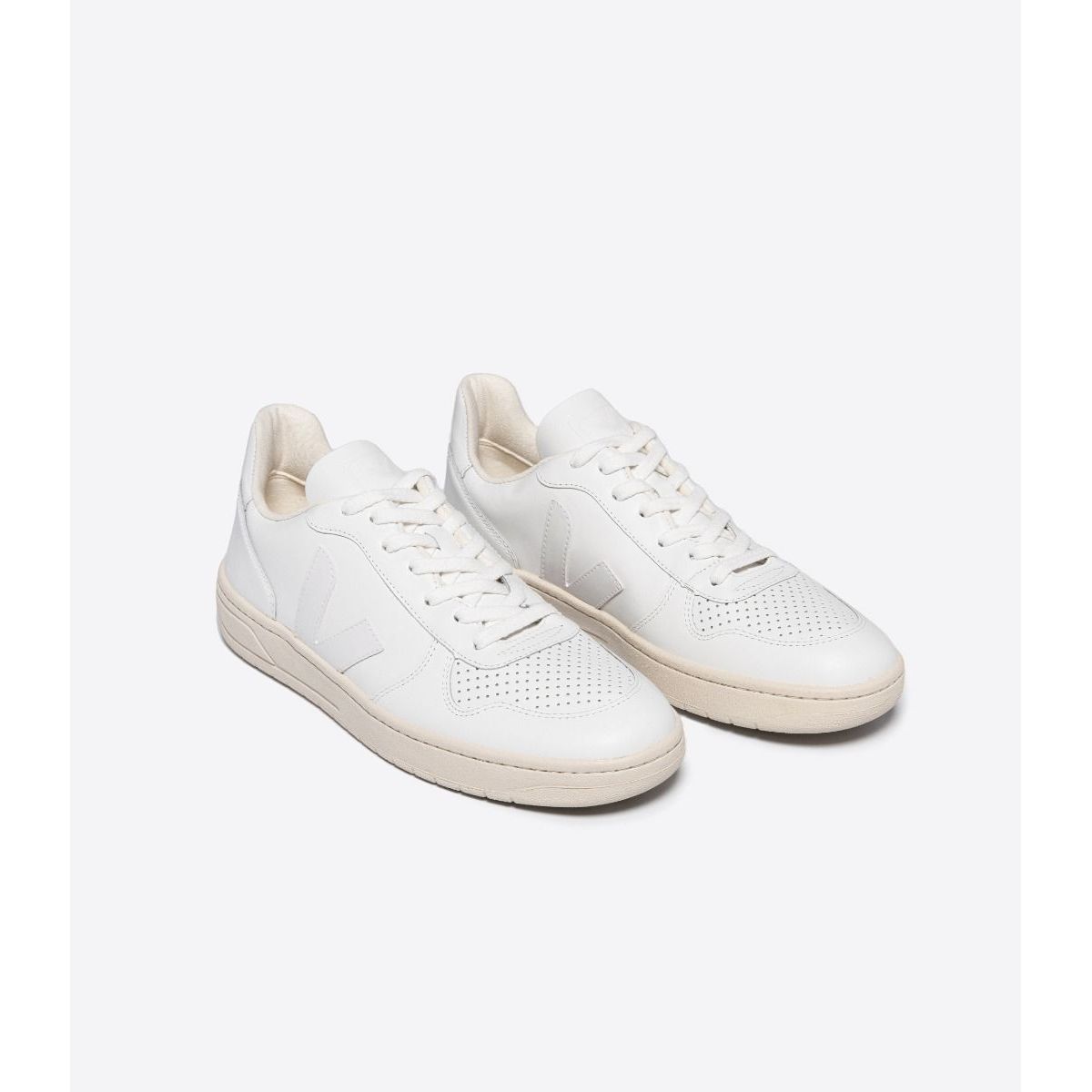 Veja Men's V-10 Leather Sneaker in White Men's Footwear