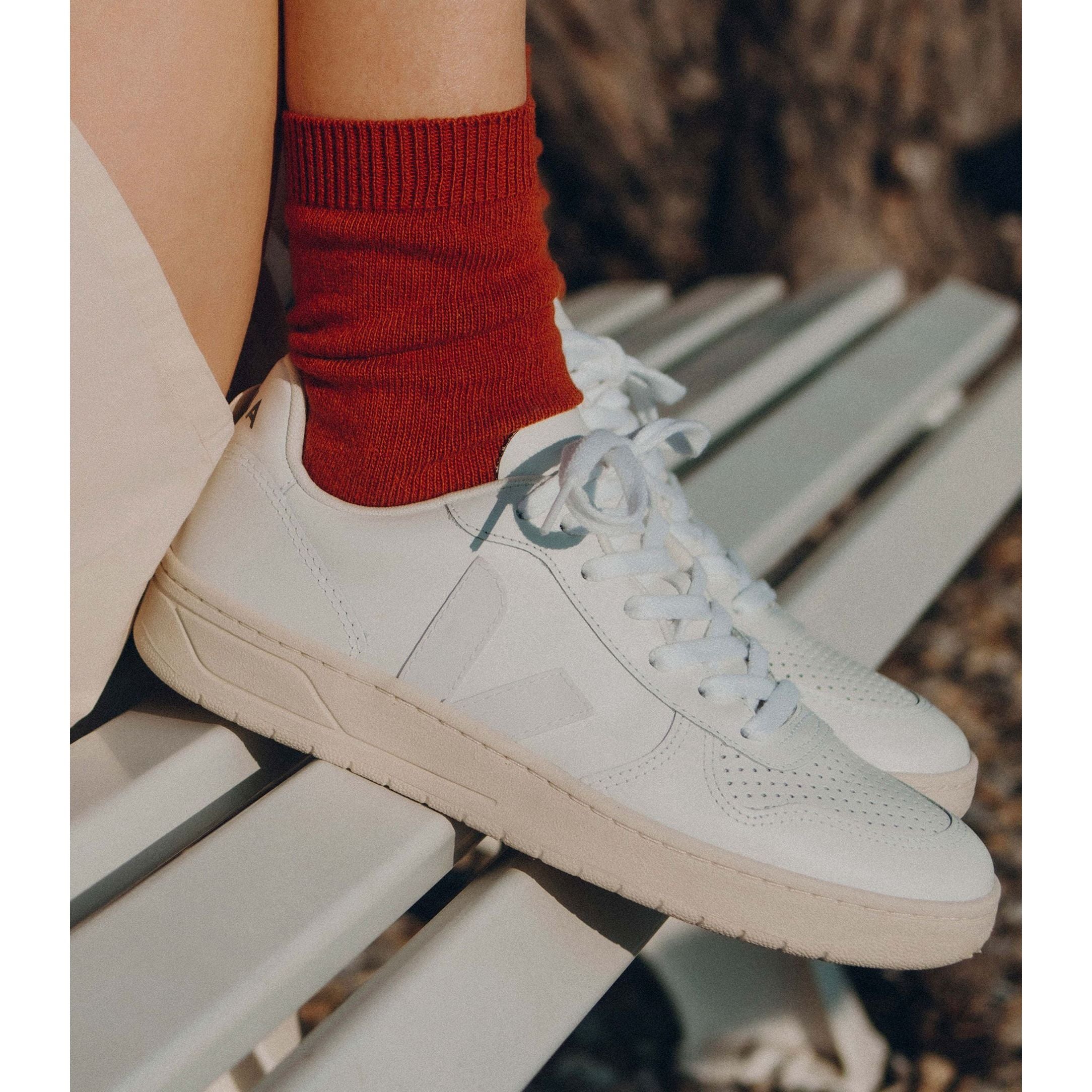 Veja Men's V-10 Leather Sneaker in White Men's Footwear