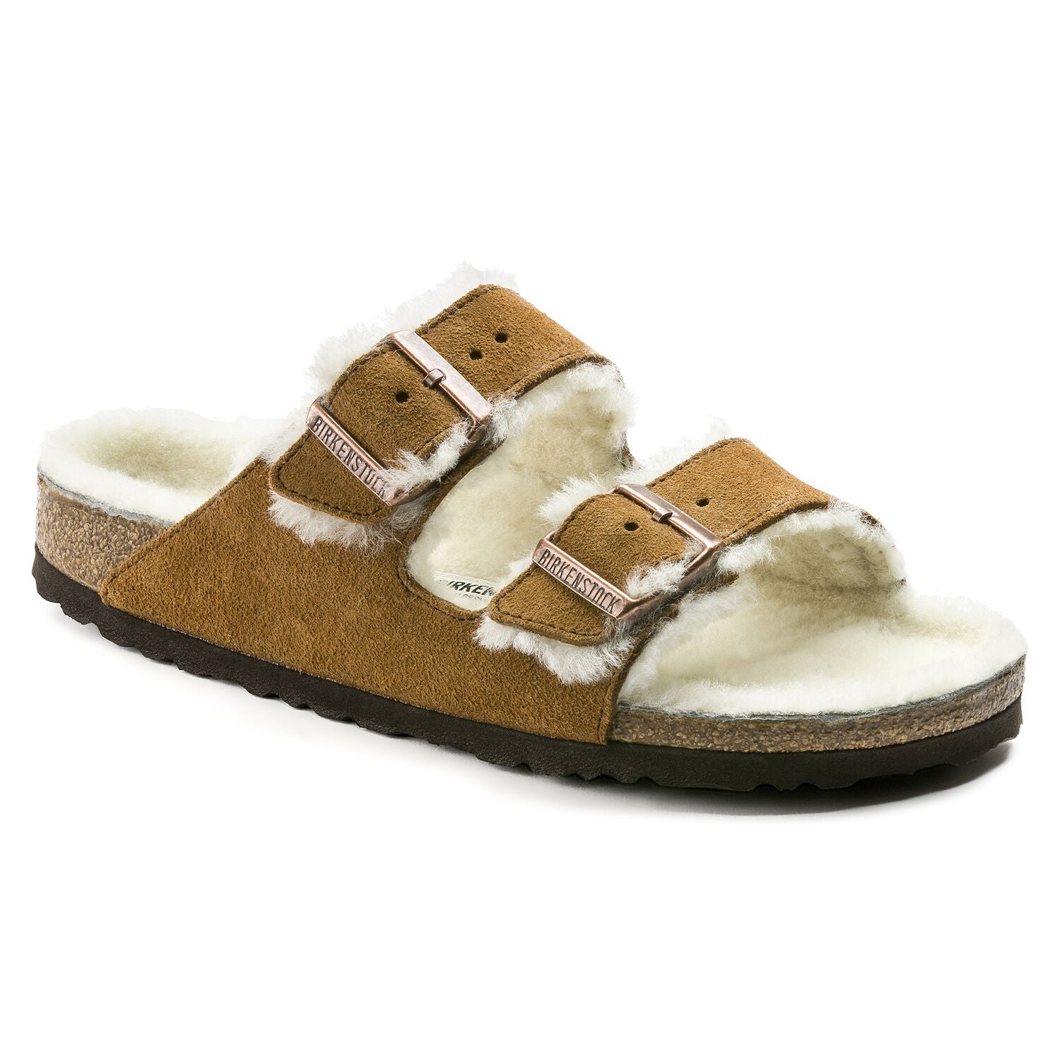 Birkenstock Arizona Shearling Suede Sandal in Mink Women's Footwear