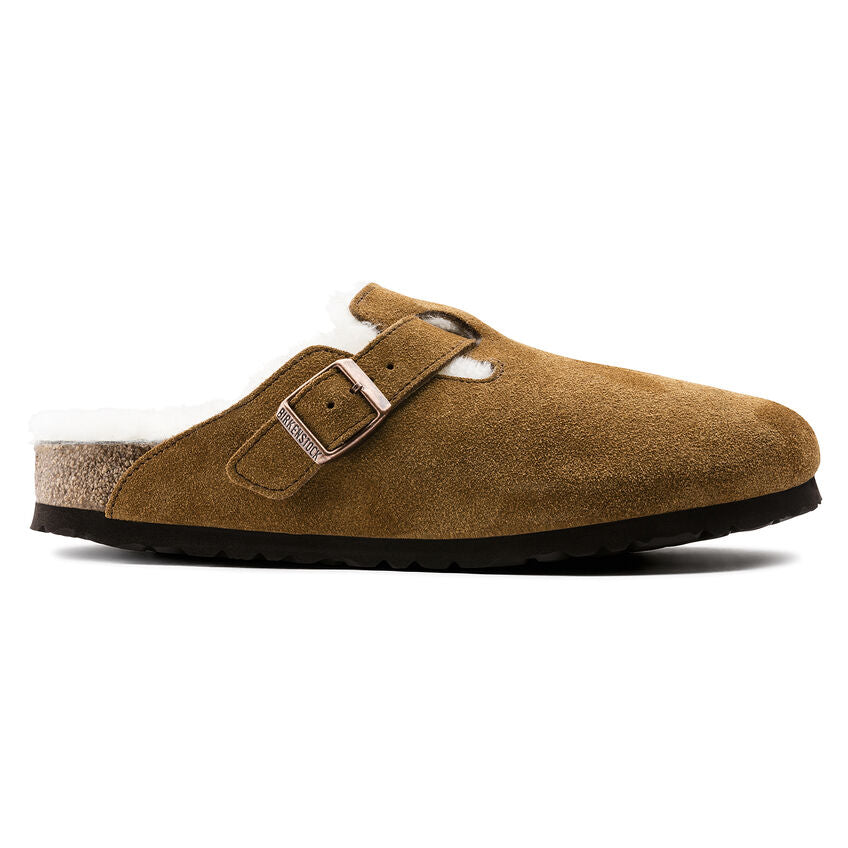 Birkenstock Boston Shearling Suede Leather Clog in Mink Women's Footwear
