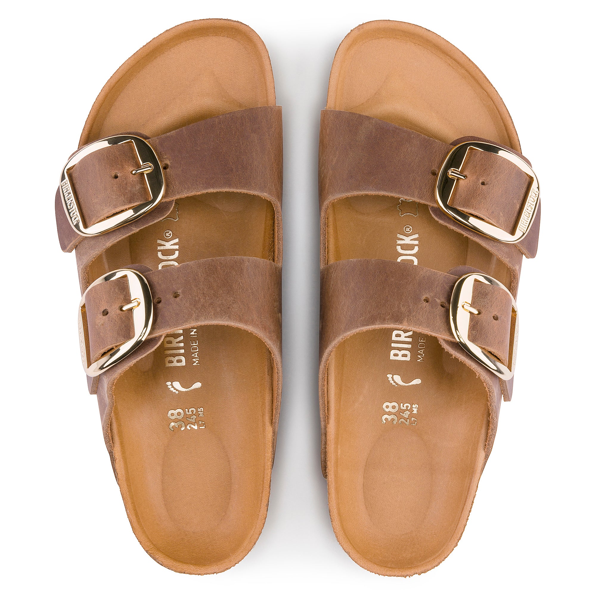 Birkenstock Arizona Big Buckle Oiled Leather in Cognac Women's Footwear