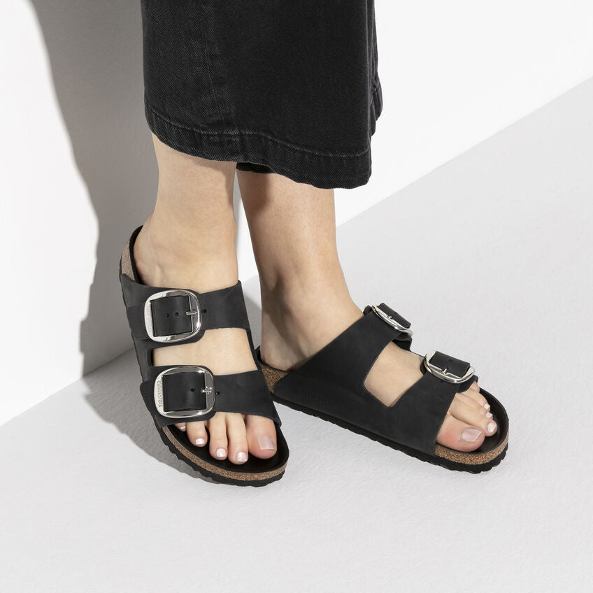 Birkenstock Arizona Big Buckle Oiled Leather in Black Women's Footwear