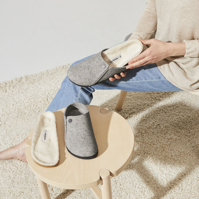 Birkenstock Zermatt Wool Felt Slipper in Light Gray Women's Footwear