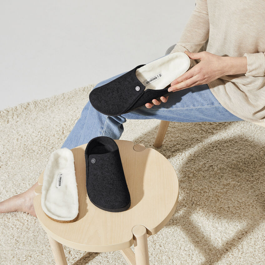 Birkenstock Zermatt Wool Felt Slipper in Anthracite Unisex Footwear