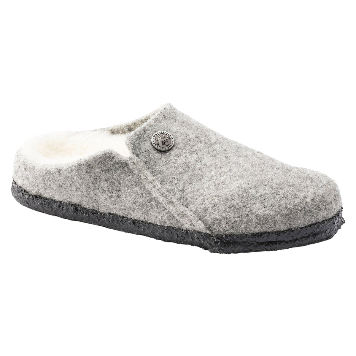 Birkenstock Kid's Zermatt Wool Felt Shearling Slipper in Light Gray Kid