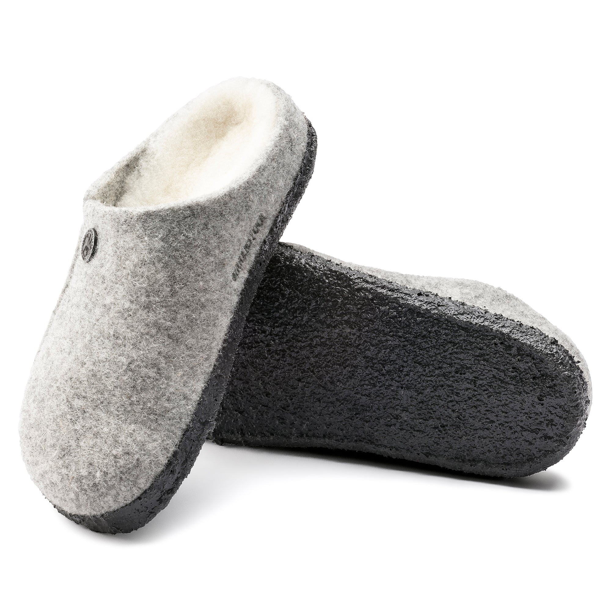 Birkenstock Kid's Zermatt Wool Felt Shearling Slipper in Light Gray Kid