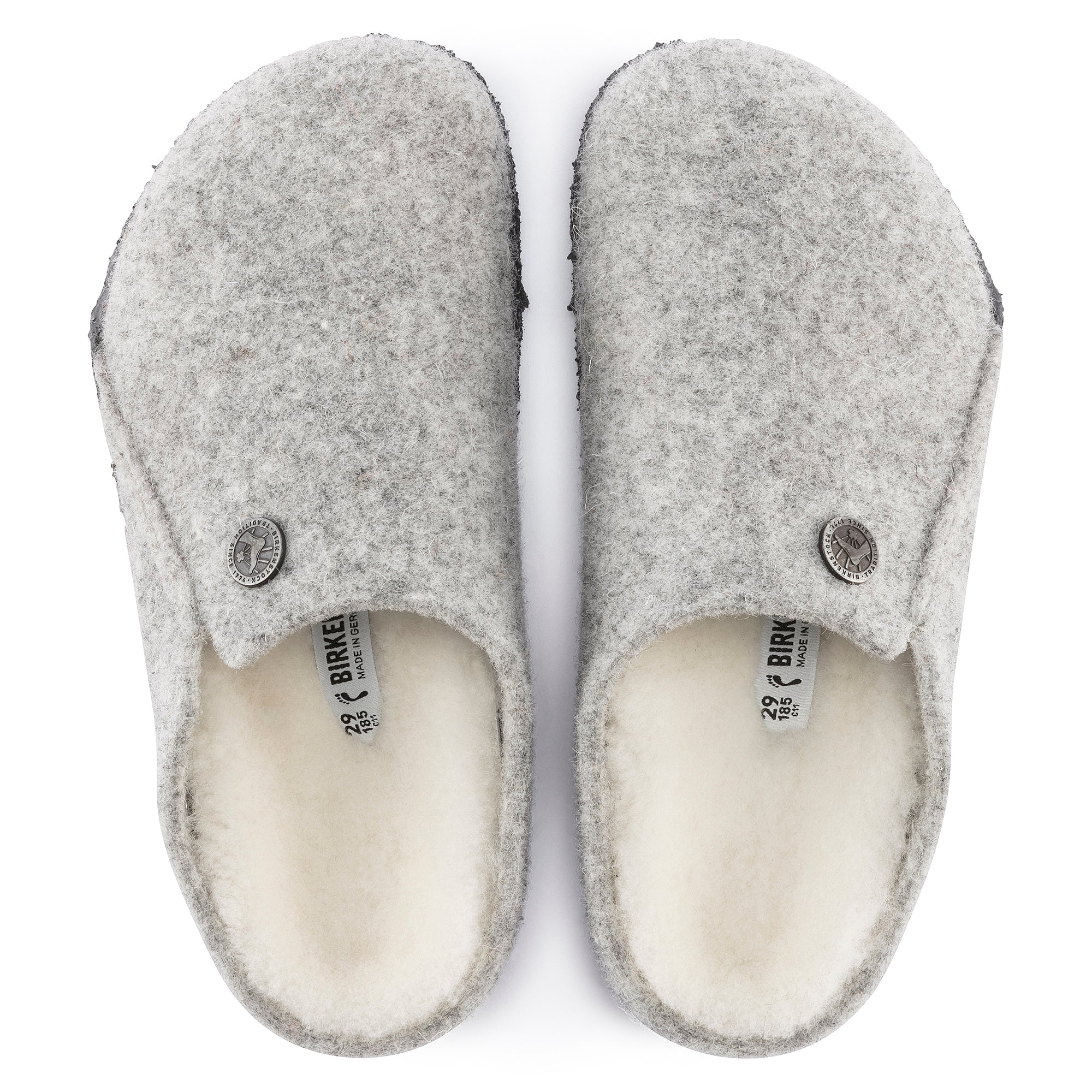 Birkenstock Kid's Zermatt Wool Felt Shearling Slipper in Light Gray Kid