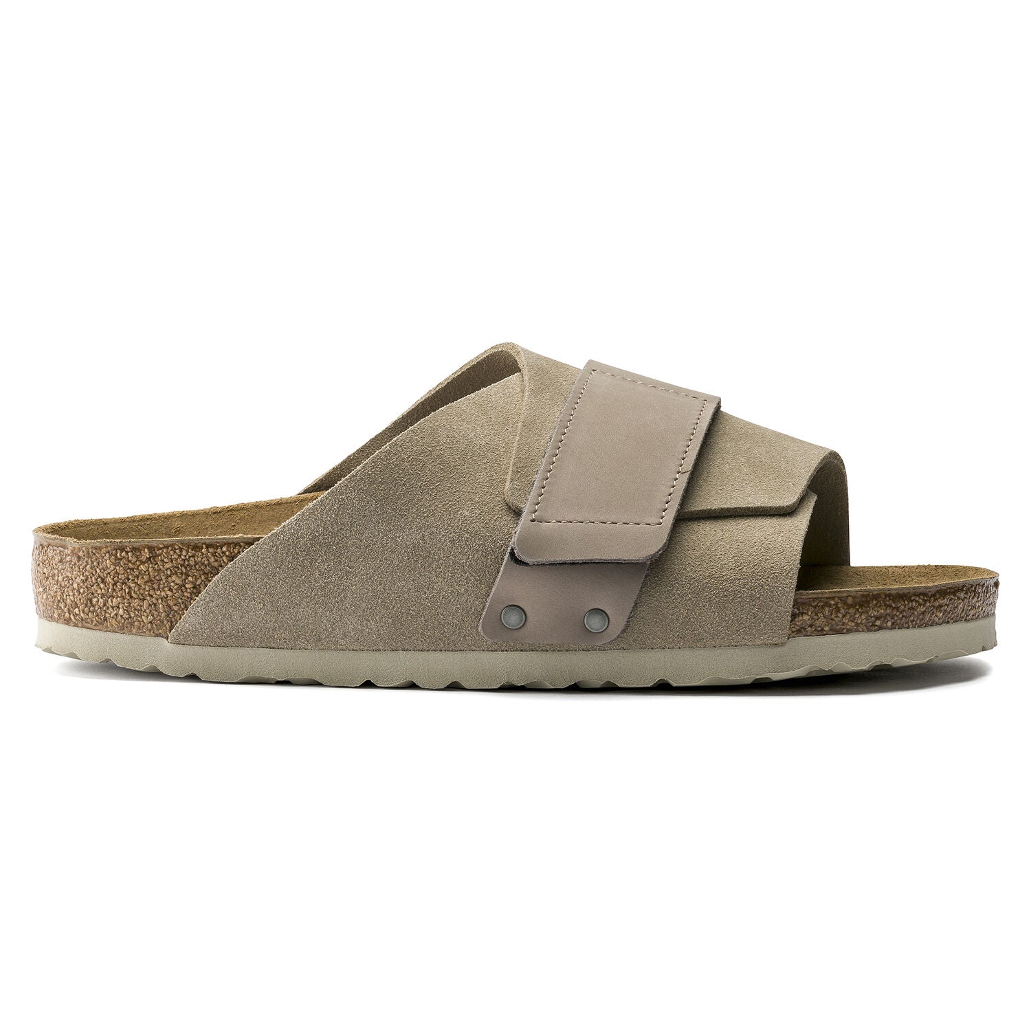 Birkenstock Kyoto Oiled Leather/Suede Leather Sandal in Taupe Women's Footwear