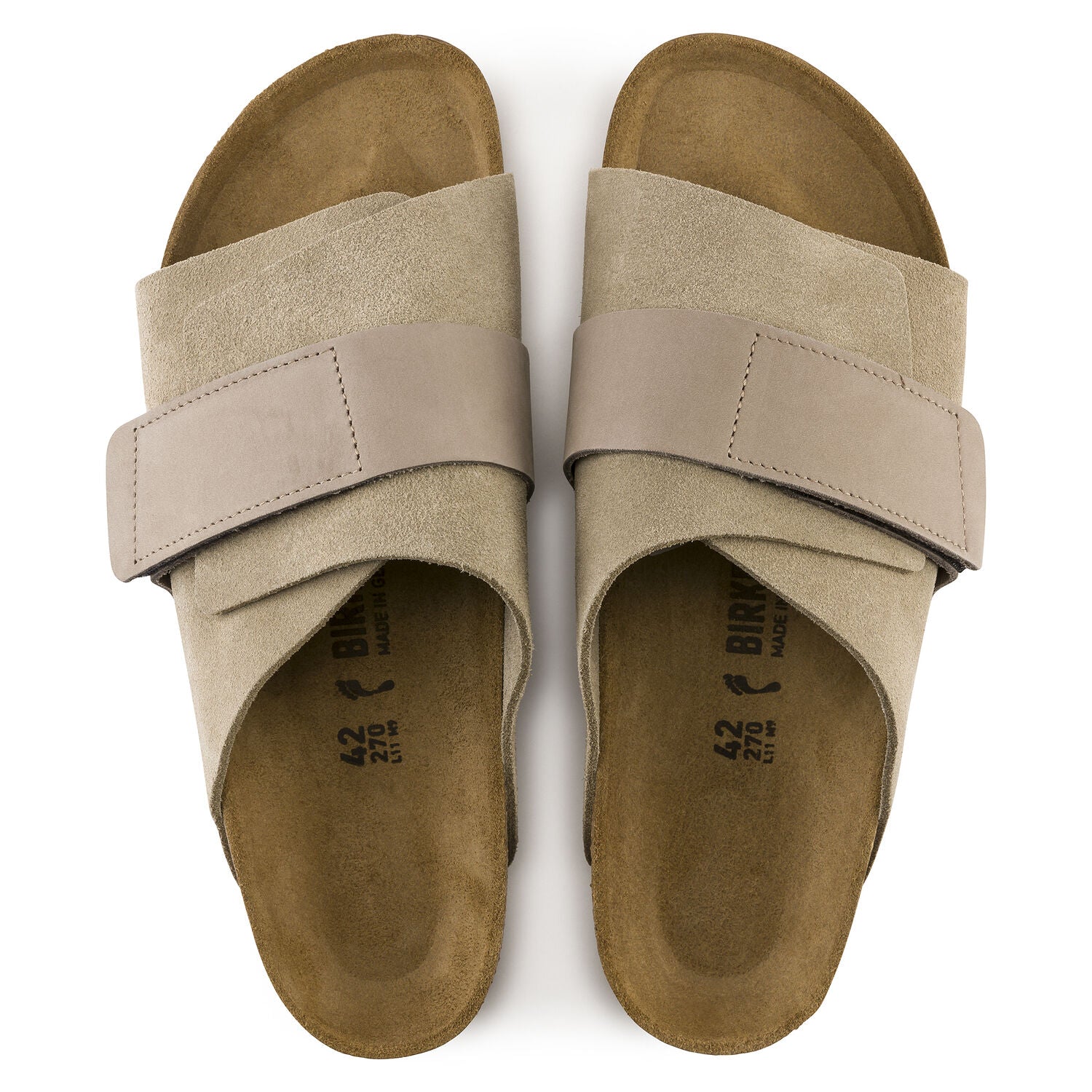 Birkenstock Kyoto Oiled Leather/Suede Leather Sandal in Taupe Women's Footwear