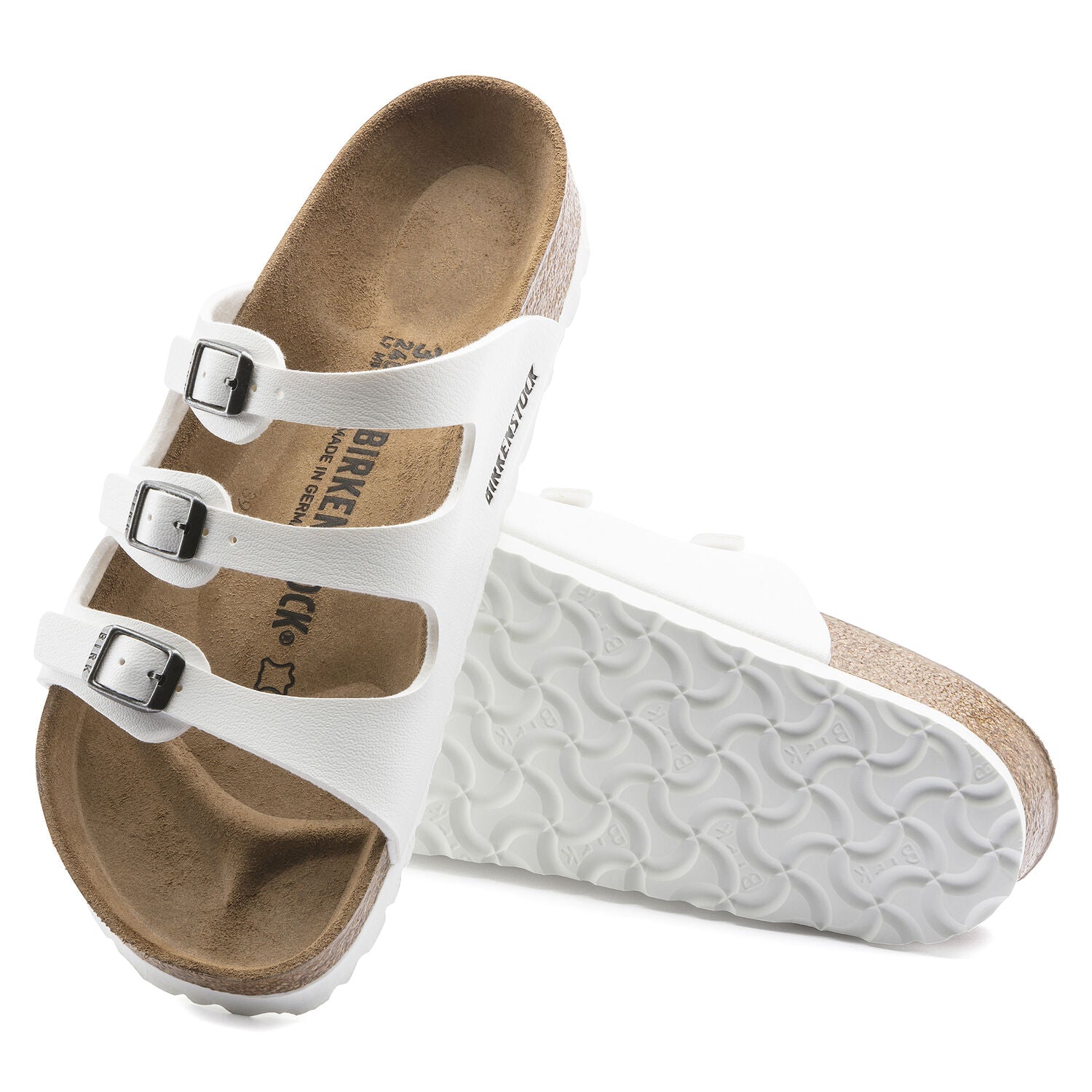 Birkenstock Women's Florida Birko-Flor Classic Footbed Sandal in White Women's Footwear
