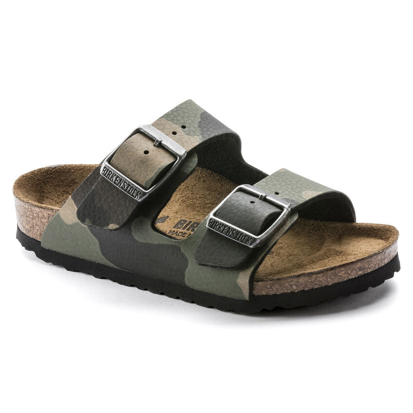 Birkenstock Kid's Arizona Birko-Flor Camo in Desert Soil Khaki Kid