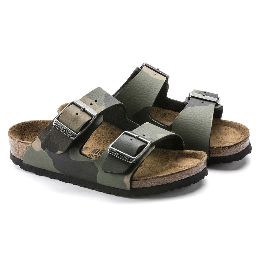 Birkenstock Kid's Arizona Birko-Flor Camo in Desert Soil Khaki Kid