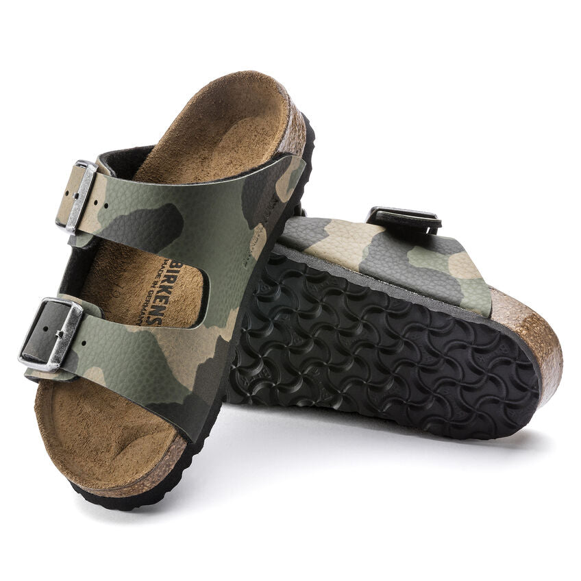 Birkenstock Kid's Arizona Birko-Flor Camo in Desert Soil Khaki Kid