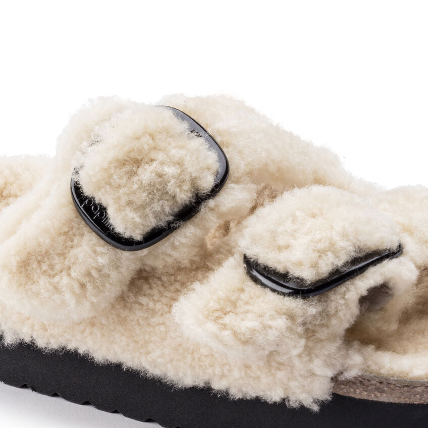 Birkenstock Arizona Big Buckle Shearling Sandal in Teddy Eggshell Women's Footwear