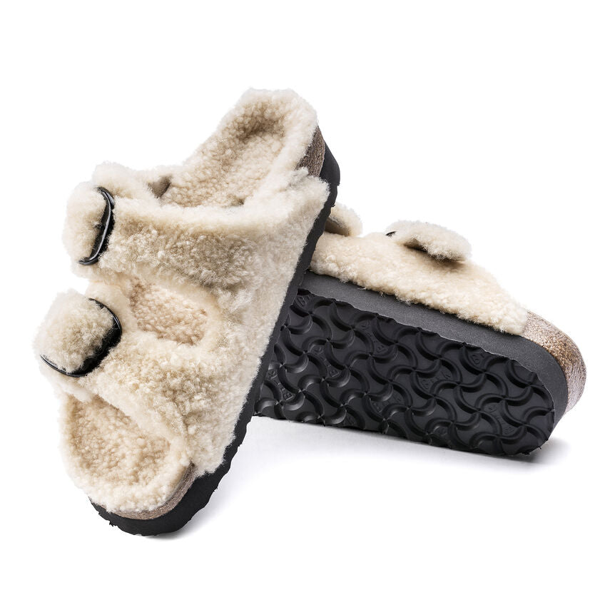 Birkenstock Arizona Big Buckle Shearling Sandal in Teddy Eggshell Women's Footwear