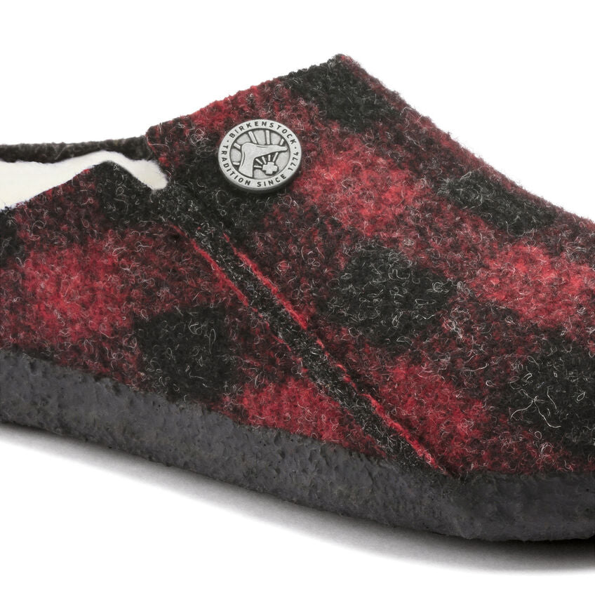 Birkenstock Kid's Zermatt Shearling in Plaid Red Kid