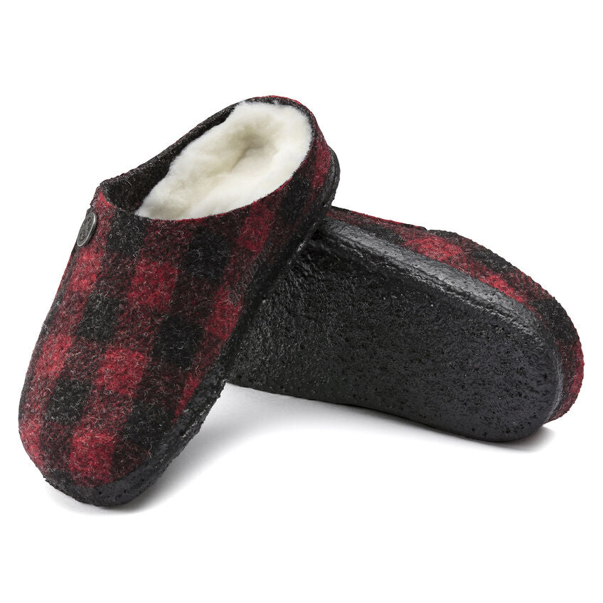 Birkenstock Kid's Zermatt Shearling in Plaid Red Kid