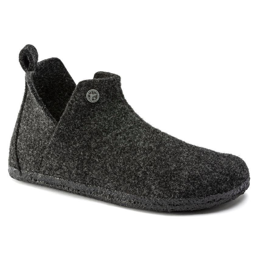Birkenstock Andermatt Shearling Wool Felt Slipper in Anthracite Unisex Footwear
