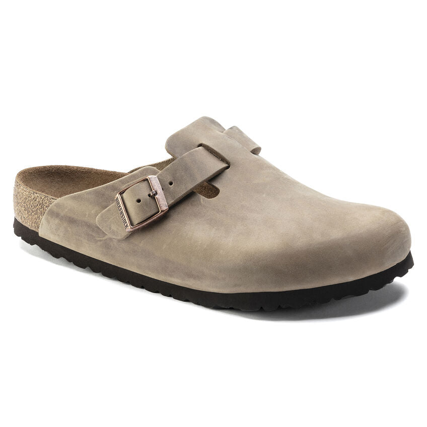Birkenstock Boston Oiled Leather Soft Footbed Clog in Tobacco Brown Men's Footwear