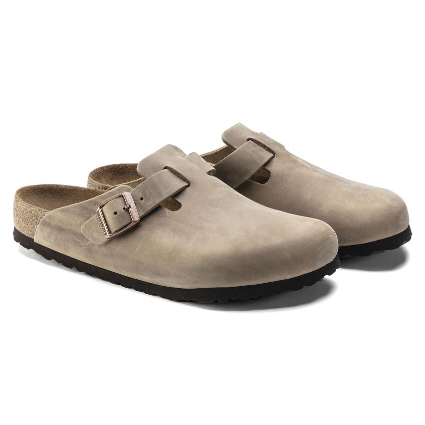 Birkenstock Boston Oiled Leather Soft Footbed Clog in Tobacco Brown Men's Footwear