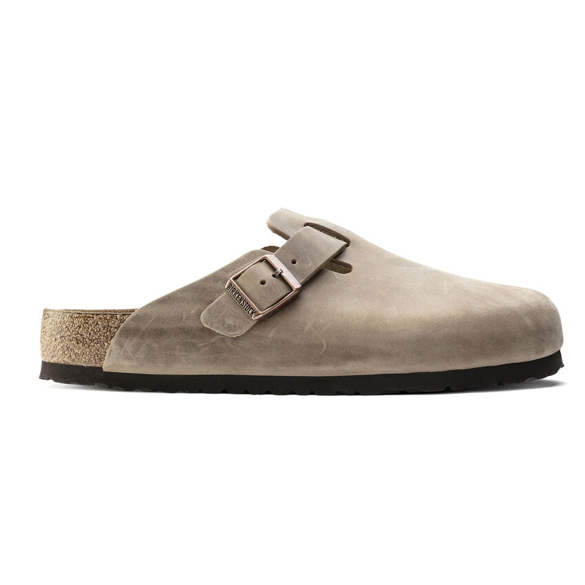 Birkenstock Boston Oiled Leather Soft Footbed Clog in Tobacco Brown Men's Footwear