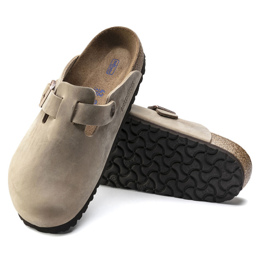 Birkenstock Boston Oiled Leather Soft Footbed Clog in Tobacco Brown Men's Footwear