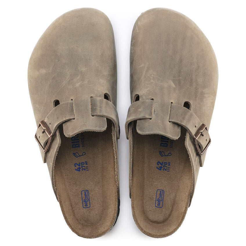 Birkenstock Boston Oiled Leather Soft Footbed Clog in Tobacco Brown Men's Footwear