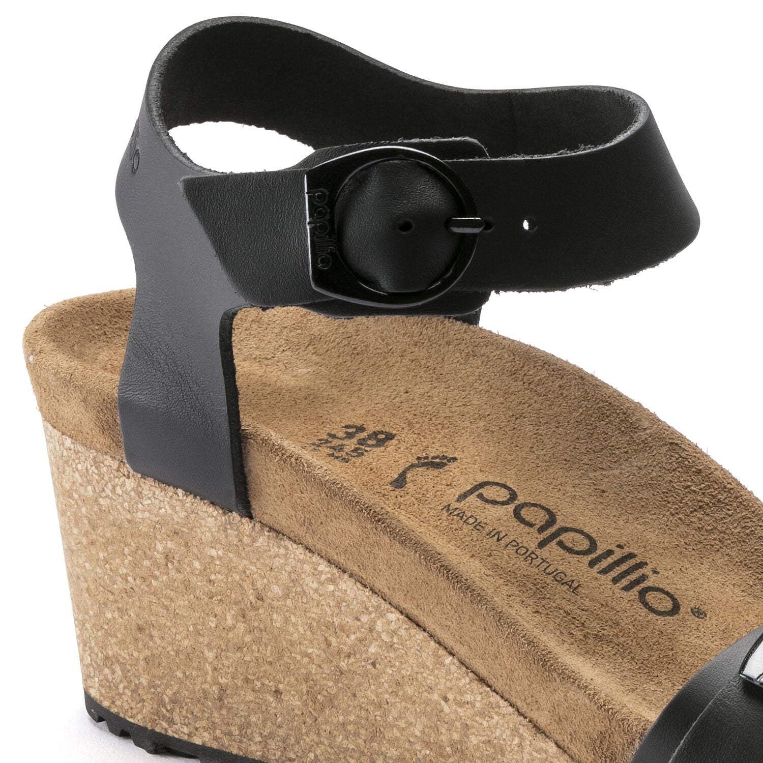 Birkenstock Soley Ring-Buckle Leather Wedge Sandal in Black Women's Footwear