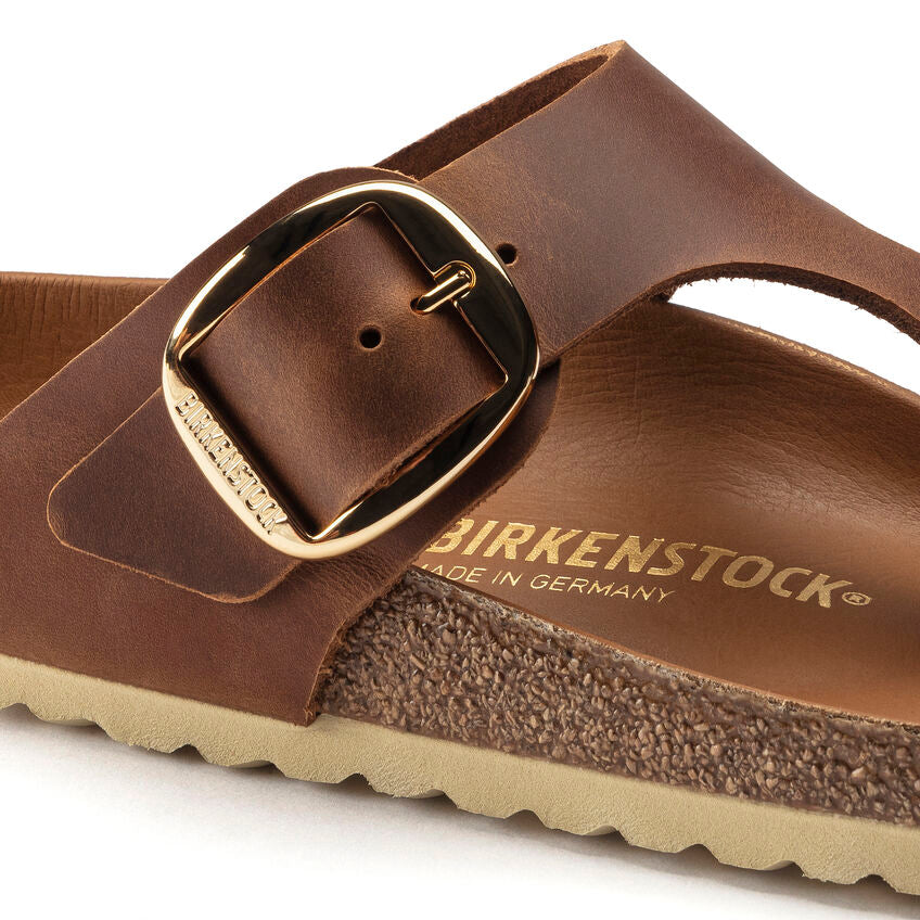 Birkenstock Gizeh Big Buckle Oiled Nubuck Leather in Cognac Women's Footwear