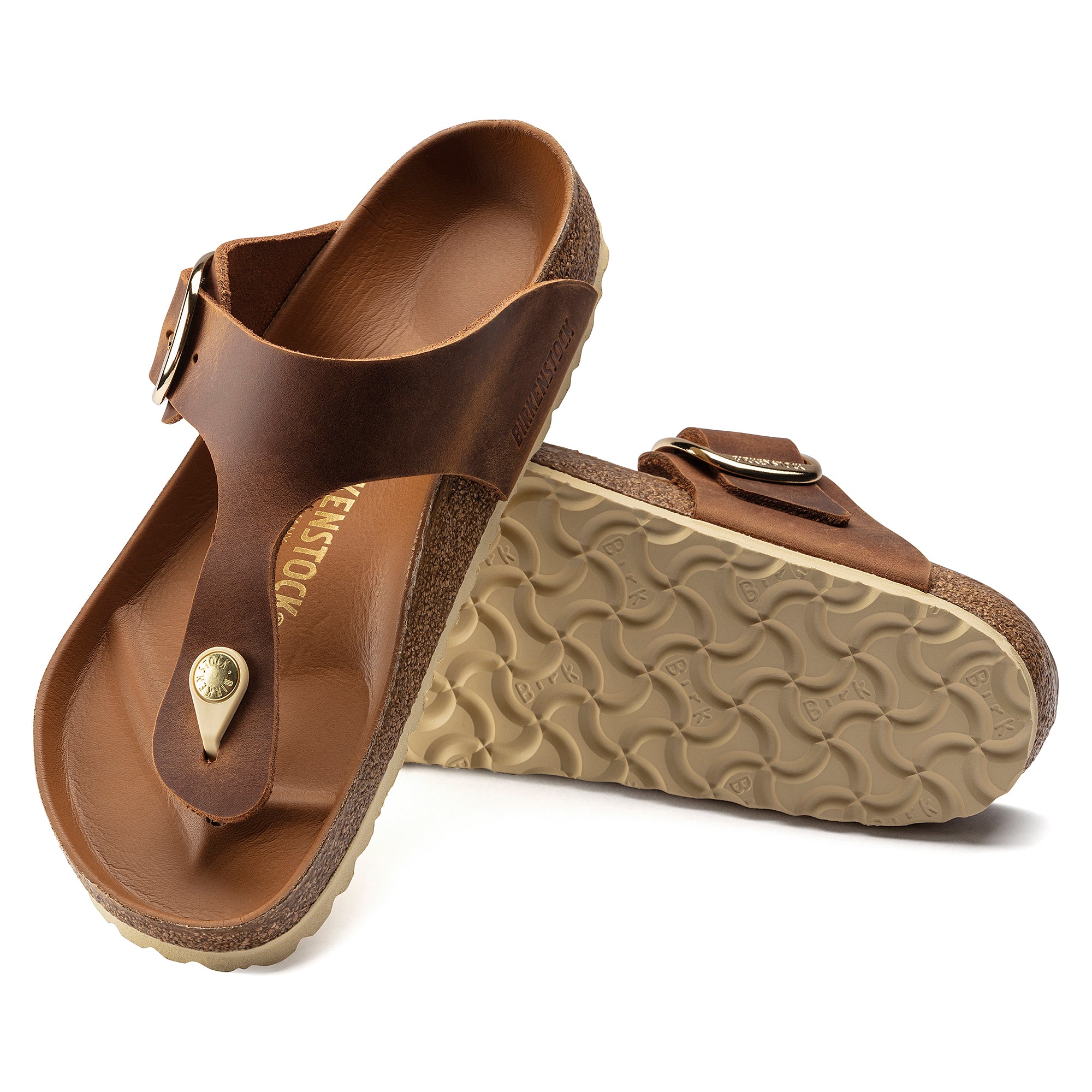 Birkenstock Gizeh Big Buckle Oiled Nubuck Leather in Cognac Women's Footwear