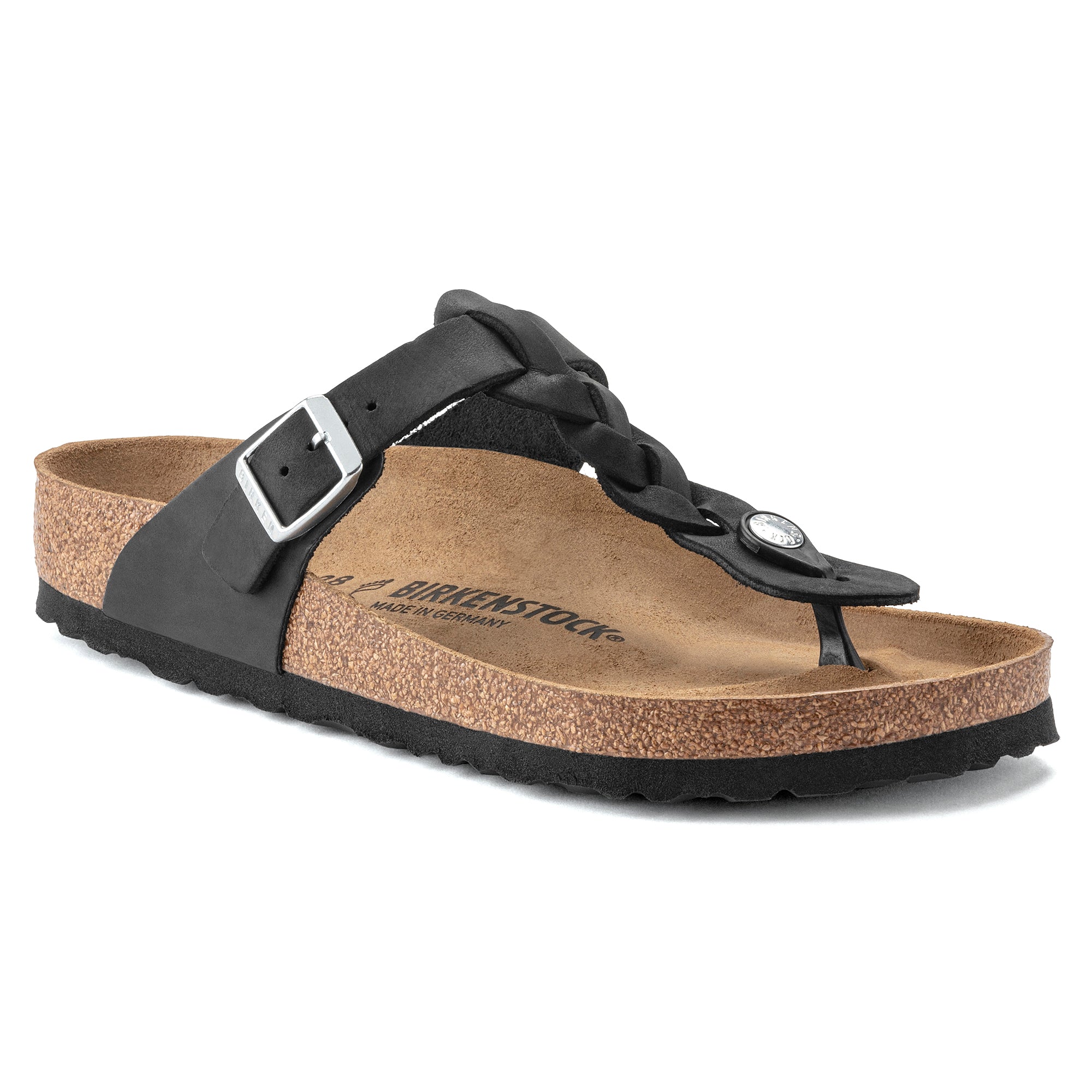 Birkenstock Gizeh Braid Oiled Leather Sandal in Black Women's Footwear