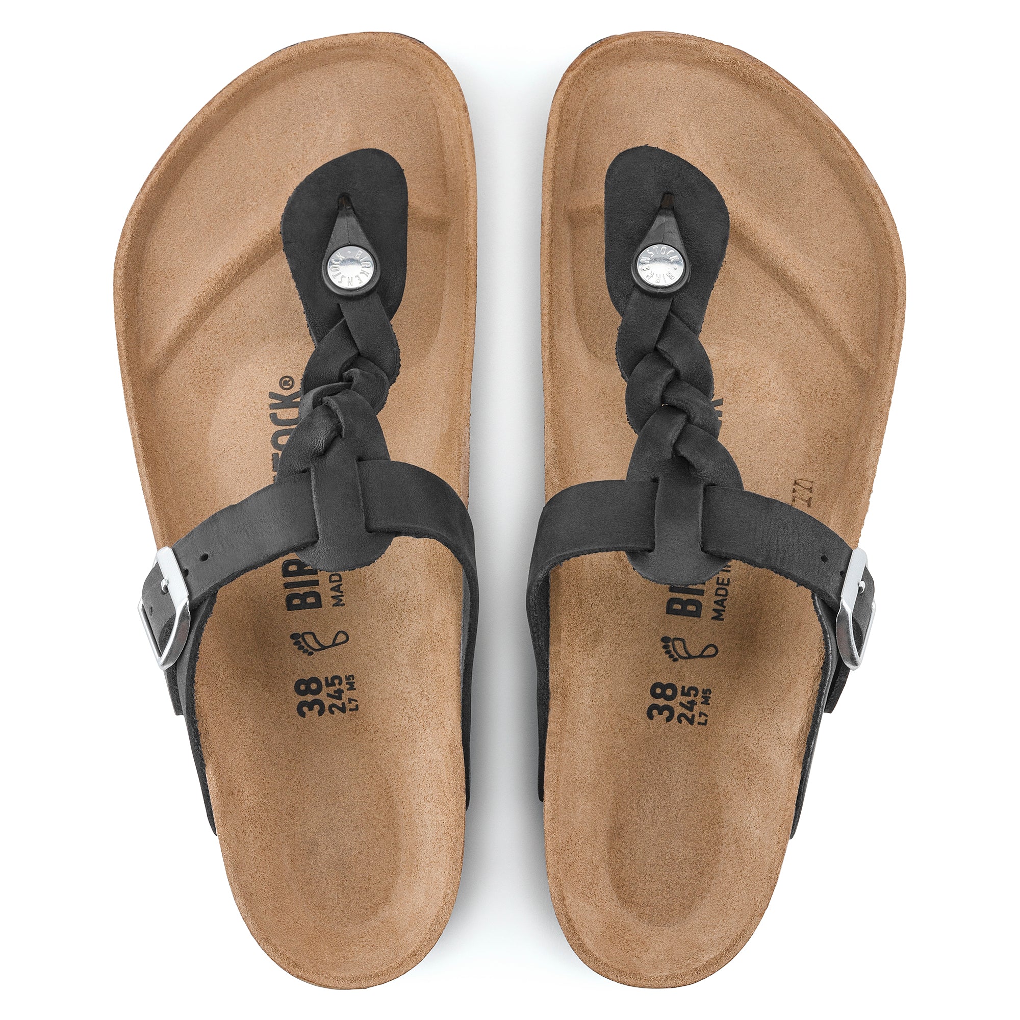 Birkenstock Gizeh Braid Oiled Leather Sandal in Black Women's Footwear