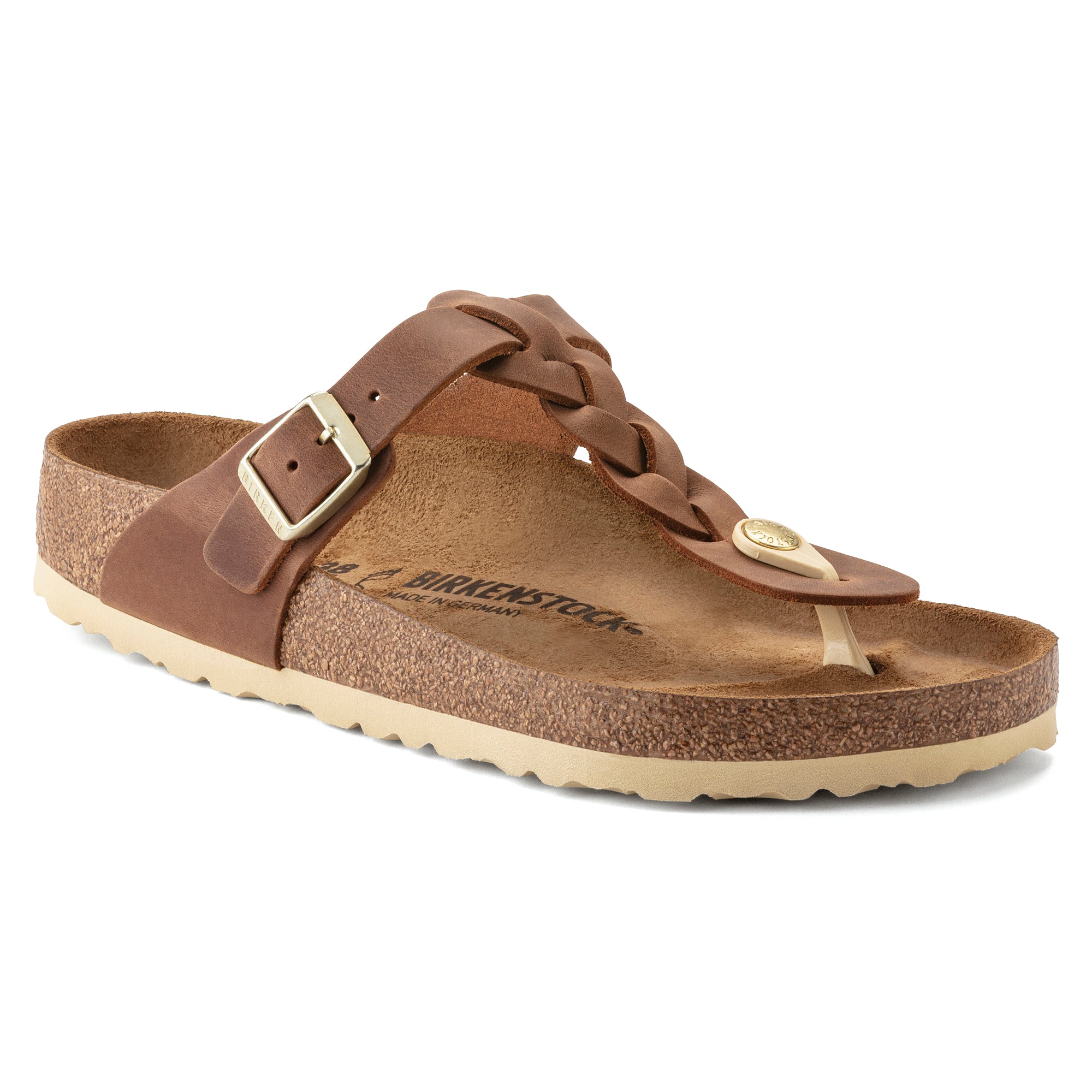 Birkenstock Gizeh Braid Oiled Leather Sandal in Cognac Women's Footwear
